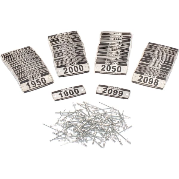 Global Industrial Locker Number Plate Kit, Numbered 1900-2099, 200PK 493411H - main